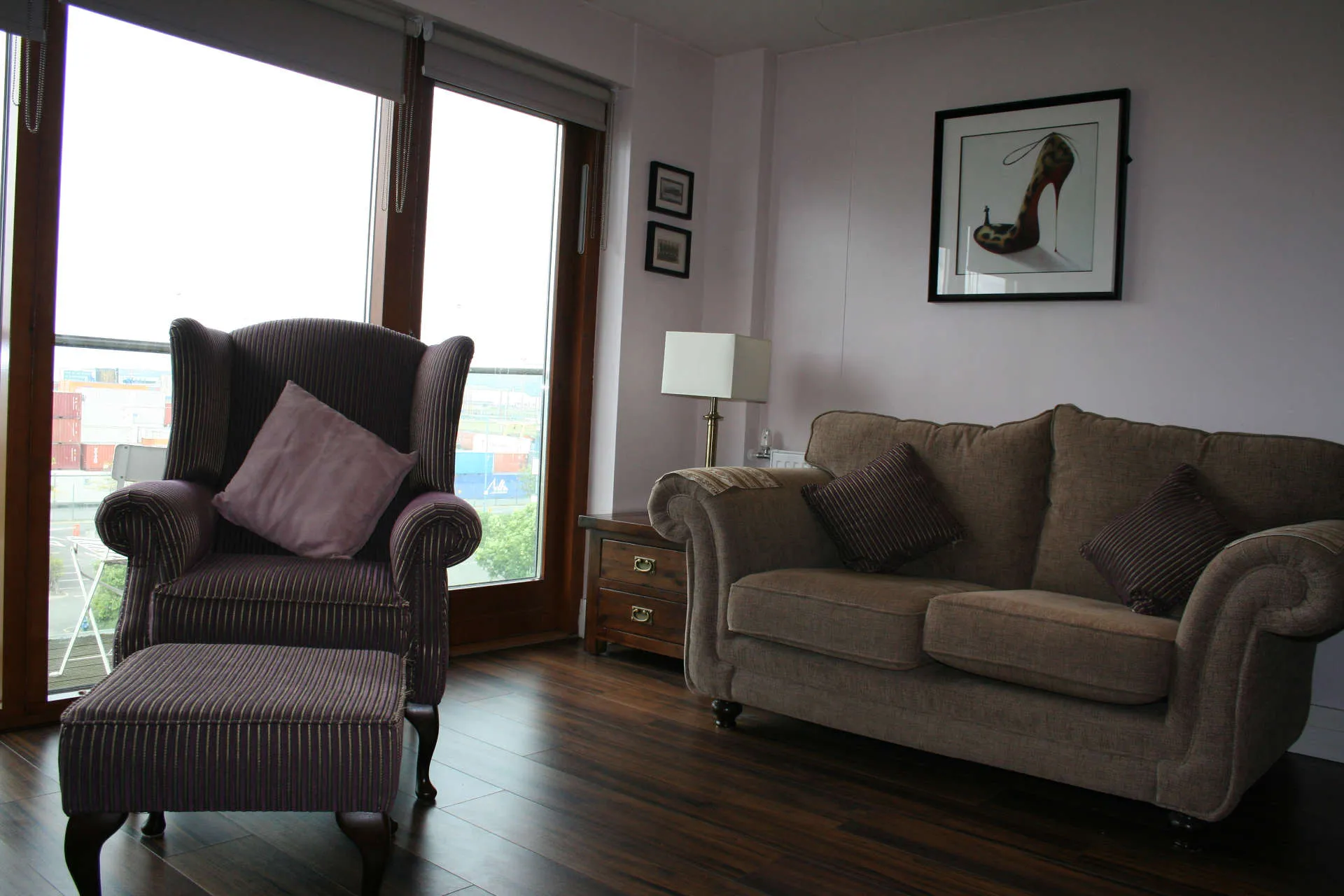 View of the living room of the James Clow apartment